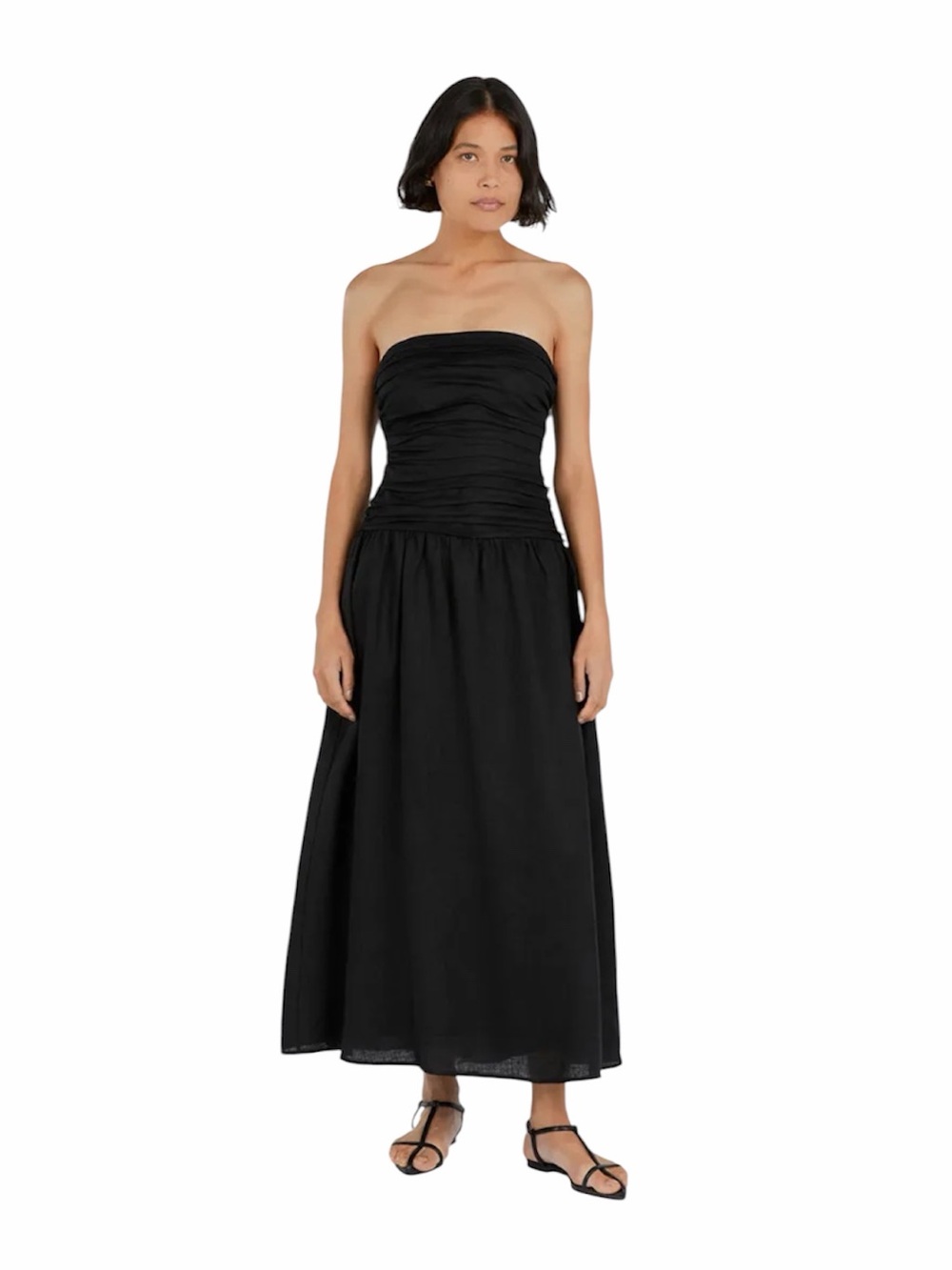 $226 DISSH Black Catania Linen Strapless Midi Dress, Size US 4 - Picture 3 of 8
